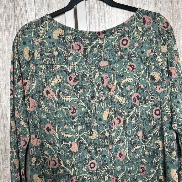 Peruvian Connection Short Floral Dress Green Color Floral Print Pockets Size M - Picture 6 of 7